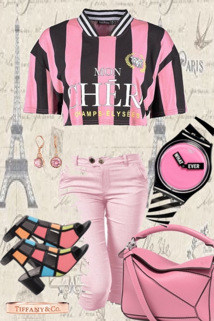 PINK IN PARIS- combinação de moda