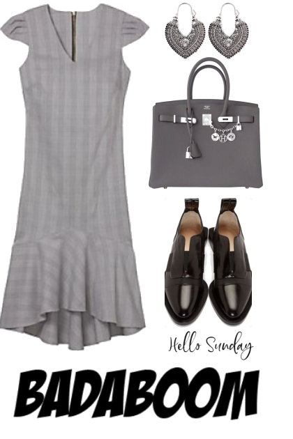 GRAY DRESS FROM CALVIN KLEIN- Fashion set