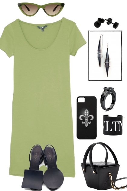 GREEN TEE DRESS- Fashion set