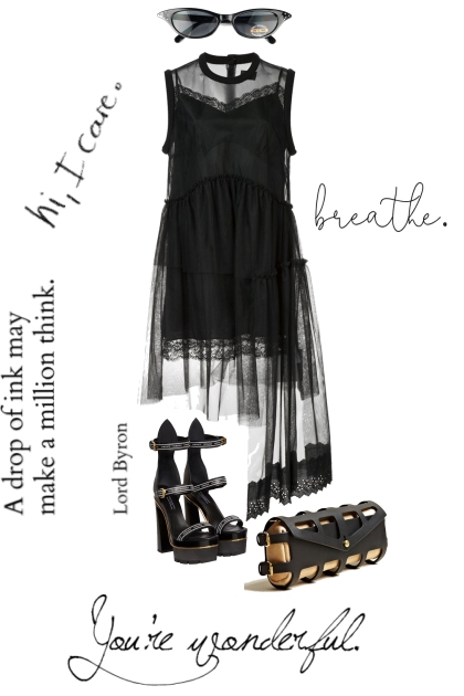 BLACK ASYM DRESS ON TREND ME- Modekombination