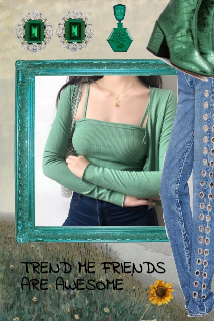 GREEN AND JEANS- combinação de moda