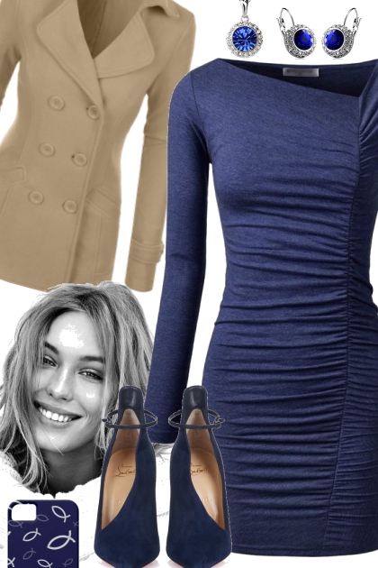 FALL SHIRRED DRESS AND PEA COAT- combinação de moda