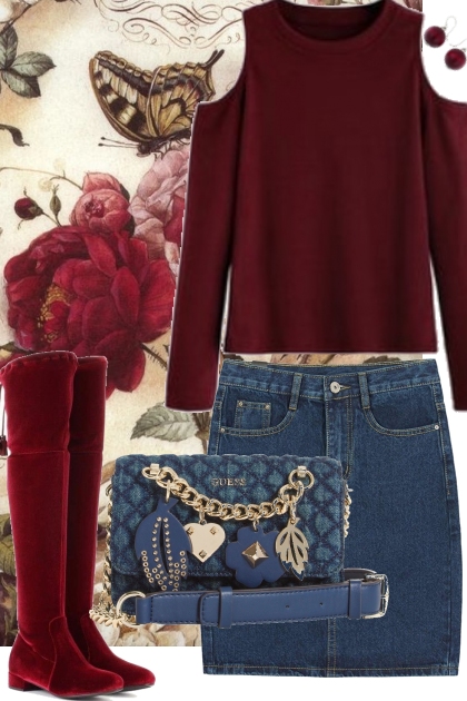 DENIM SKIRT . DENIM BAG- Fashion set