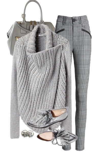 GRAY SWEATER <a>- Fashion set