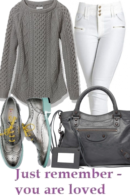 GRAY SWEATER WITH WHITE JEANS- Combinaciónde moda