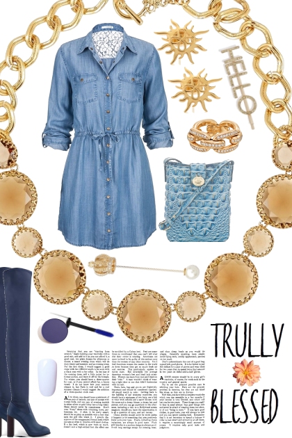 DENIM DRESS WITH BOOTS- Combinazione di moda