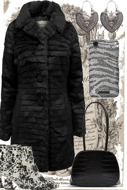 BLACK FAUX FUR COAT 9.30.19- Combinazione di moda