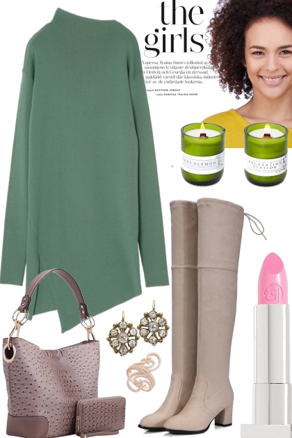 ASYM GREEN DRESS- combinação de moda