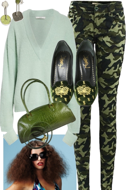 CAMO JEANS WITH SWEATER- Fashion set