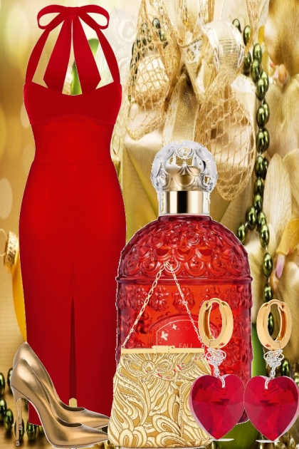 MERRY CHRISTMAS IN RED AND GOLD- combinação de moda