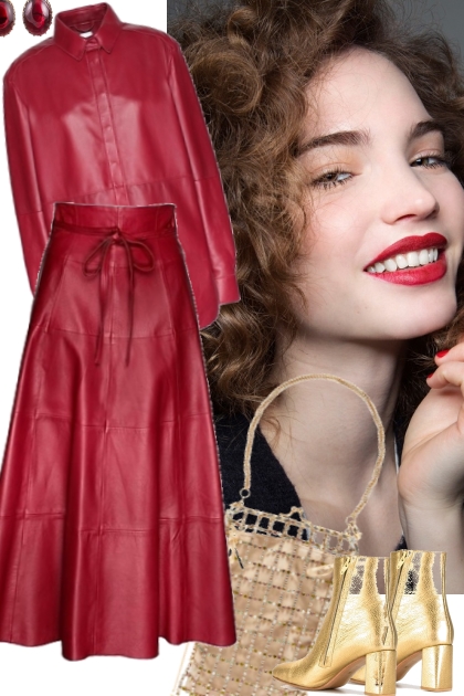 RED LEATHER OUTFIT- Combinaciónde moda