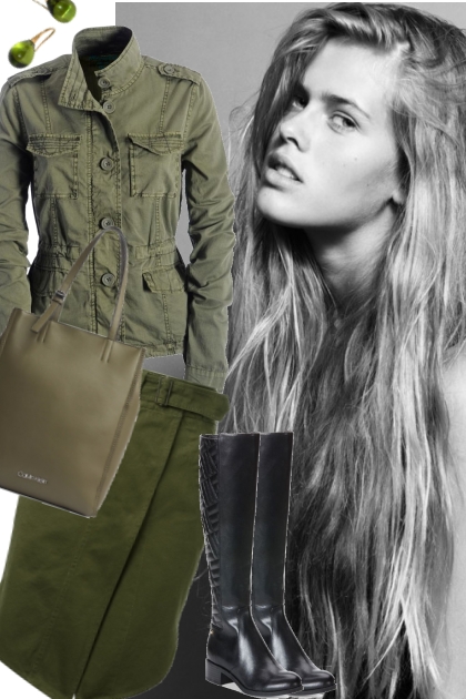 ARMY GREEN JACKET AND SKIRT 2020- Combinaciónde moda