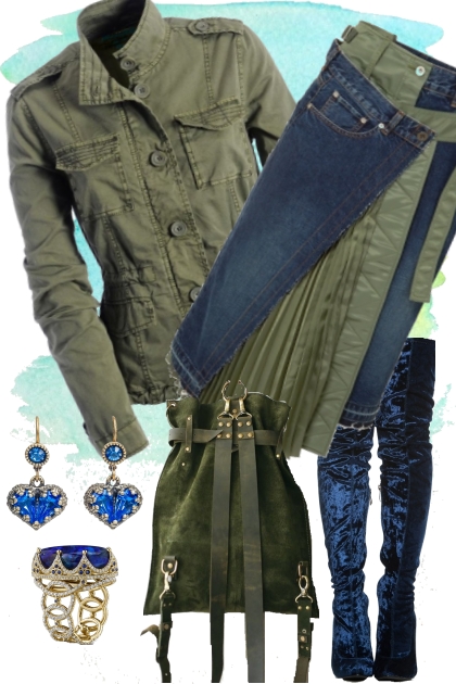 ARMY AND BLUE- Fashion set