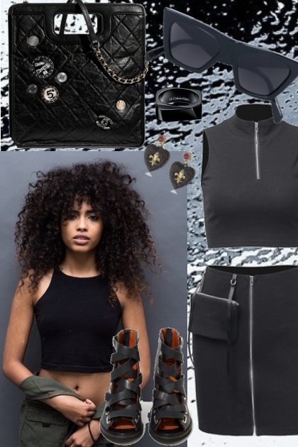 .SUMMER BLACK OUTFIT 2020.- Fashion set