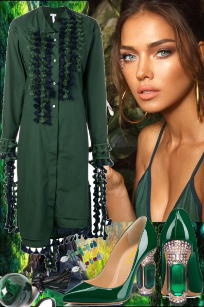 GREEN TASSEL DRESS - Модное сочетание