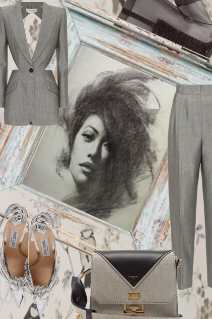 LONG COOL WOMAN IN A GRAY SUIT- Fashion set