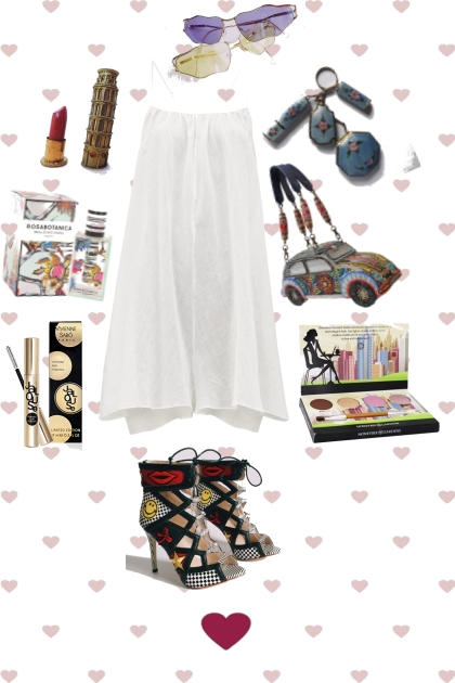 WHITE SWING DRESS WITH FUN ACCESSORIES- 搭配