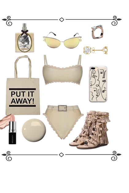 BEIGE TWO PIECE WITH FRINGED GLADIATORS- Combinaciónde moda