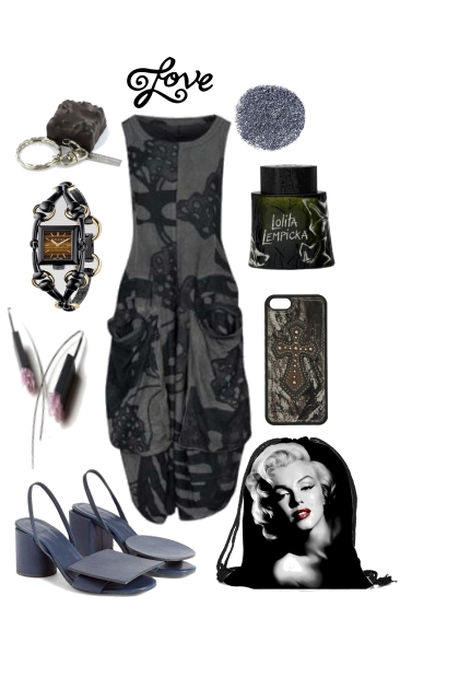 GRAY AND BLACK PRINT DRESS FOR SUMMER :*- Combinazione di moda