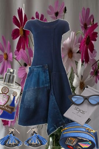 DENIM DRESS / FRINGED FLATS FOR SUMMER 2020- Fashion set