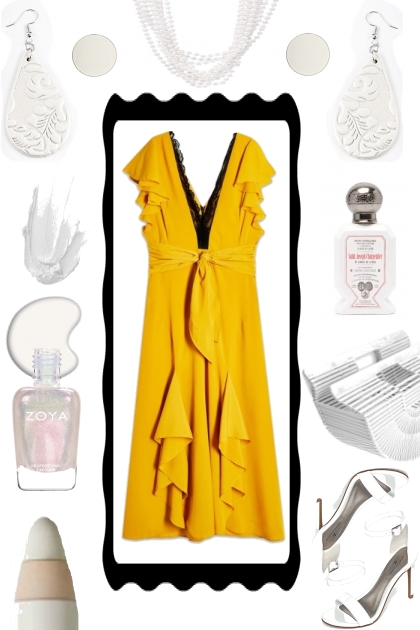 YELLOW V NECK DRESS FOR SUMMER 2020- Combinaciónde moda