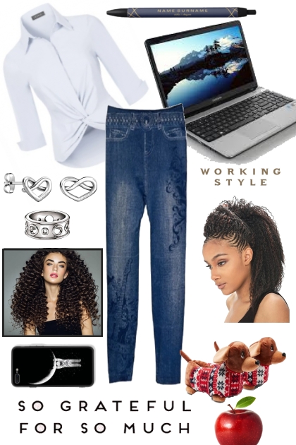 WORKING FROM HOME BUSINESS ON TOP LOUNGE ON BOTTOM- Fashion set