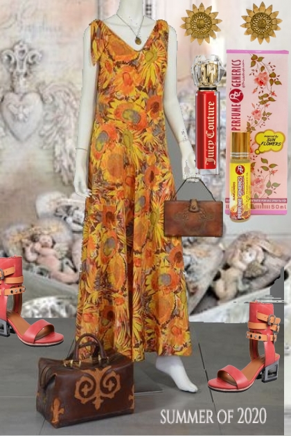 SUNFLOWER PRINT DRESS.- Modekombination