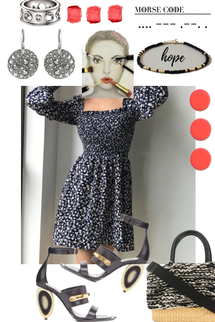 TREND ME DRESS WITH MORSE CODE HOPE NECKLACE- Fashion set