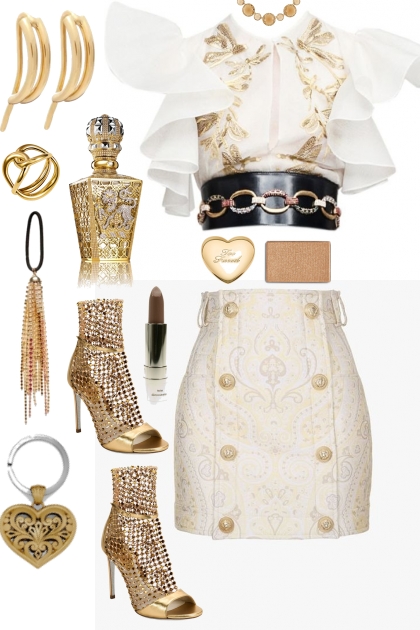, WHITE AND GOLD ,- Fashion set