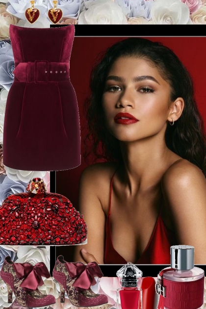 VELVET STRAPLESS FOR V DAY- Fashion set