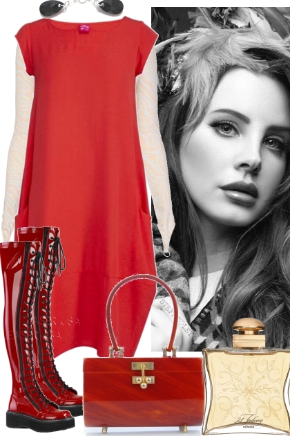 TEE DRESS WITH LACE UP BOOTS- Fashion set