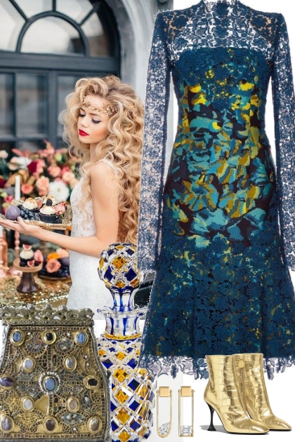 BLUE AND GOLDEN DATE- Fashion set