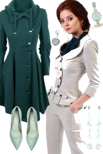 BUSINESS SUIT WITH SEAGREEN ACCESSORIES- コーディネート