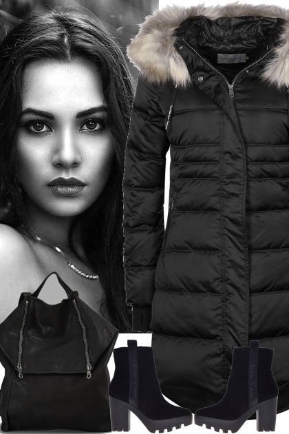 BLACK PUFFER PARKA - Fashion set