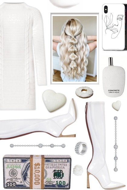 WHITE SWEATER DRESS 2112021- Модное сочетание