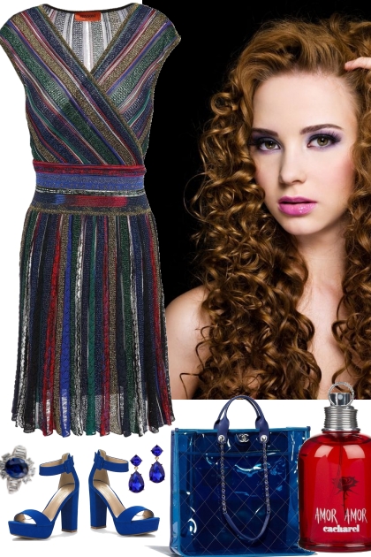MULTICOLOR STRIPED DRESS 7721- Combinaciónde moda