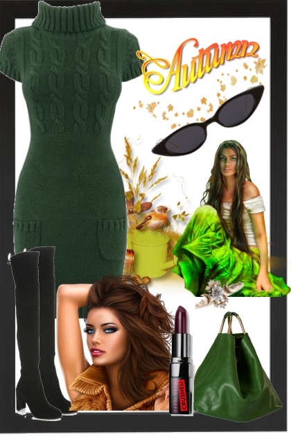 GREEN SWEATER DRESS- Modna kombinacija