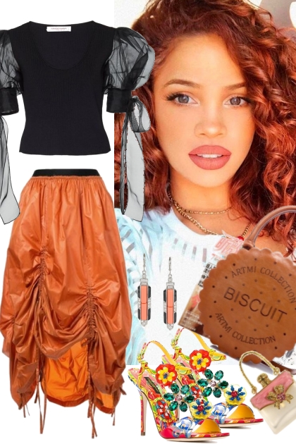 ~ ORANGE SKIRT ~- Fashion set