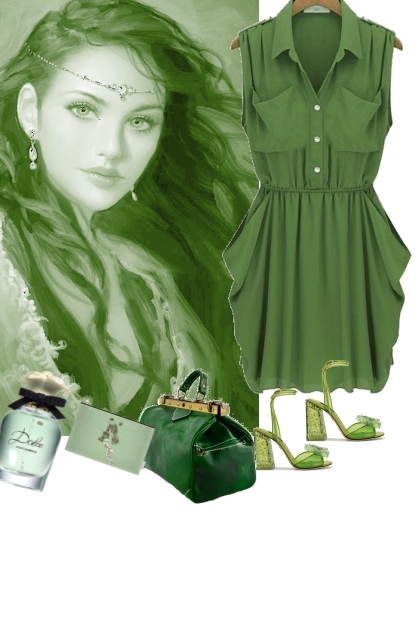LITTLE GREEN DRESS- Combinazione di moda