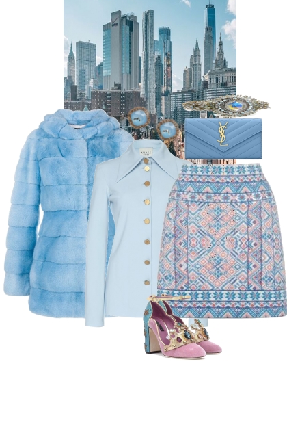 WARM WINTER COAT IN BLUE- Fashion set