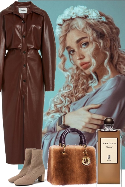 ~` BIG BROWN DRESS 92821- Fashion set