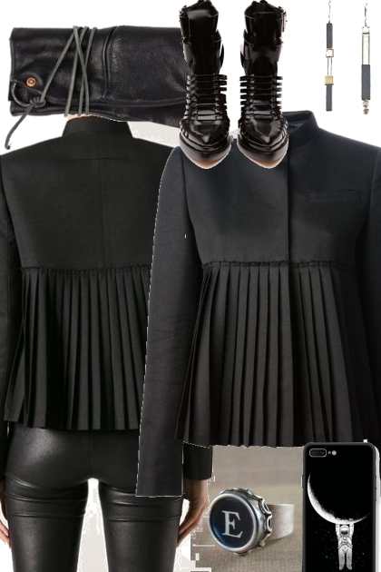 pleated black jacket 101521- Modna kombinacija