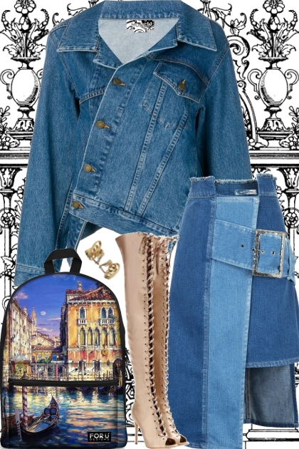 DENIM AND LOFTY BOOTS- Fashion set