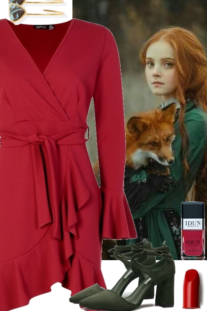 RED WRAP DRESS 121221- combinação de moda