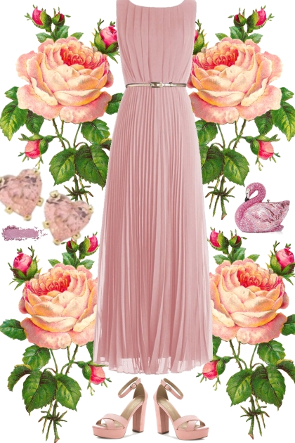 PLEATED PINK DRESS 12122