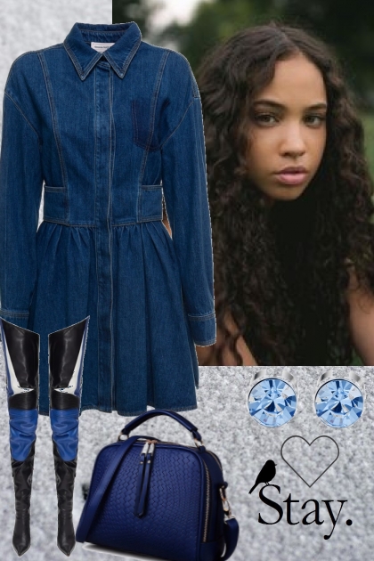 denim dress in winter 262022- combinação de moda