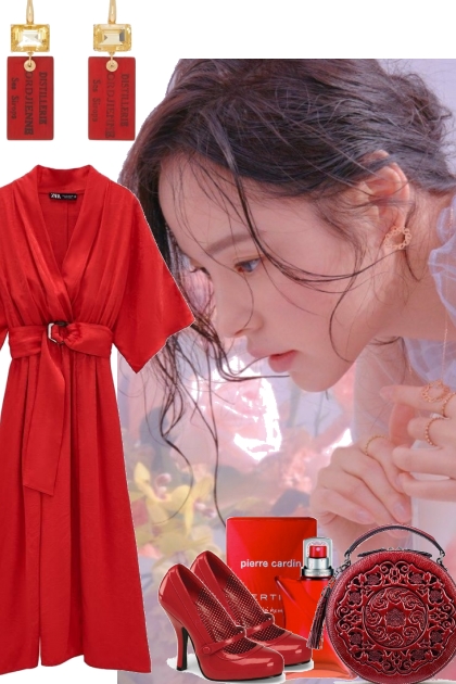 322022 RED DRESS- Combinazione di moda