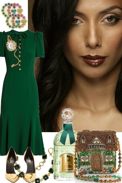 GREEN DRESS 3102022- Fashion set