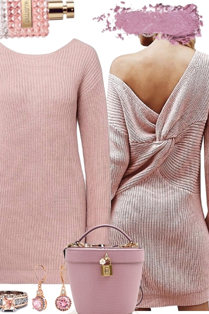 PINK SWEATER DRESS ~ 3172022- Fashion set