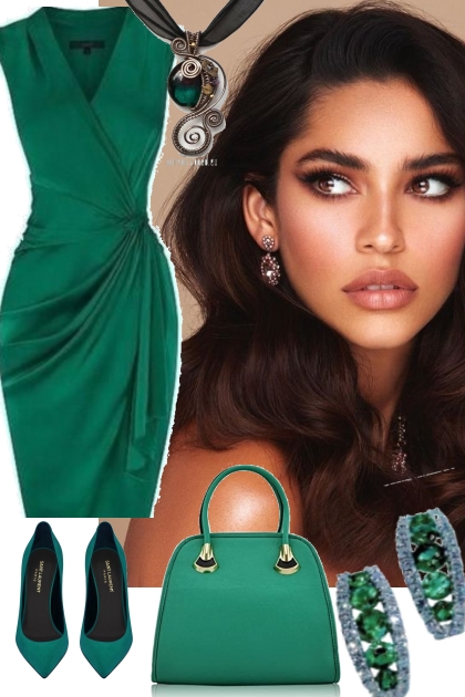 in her green dress ~ 3202022- Modna kombinacija